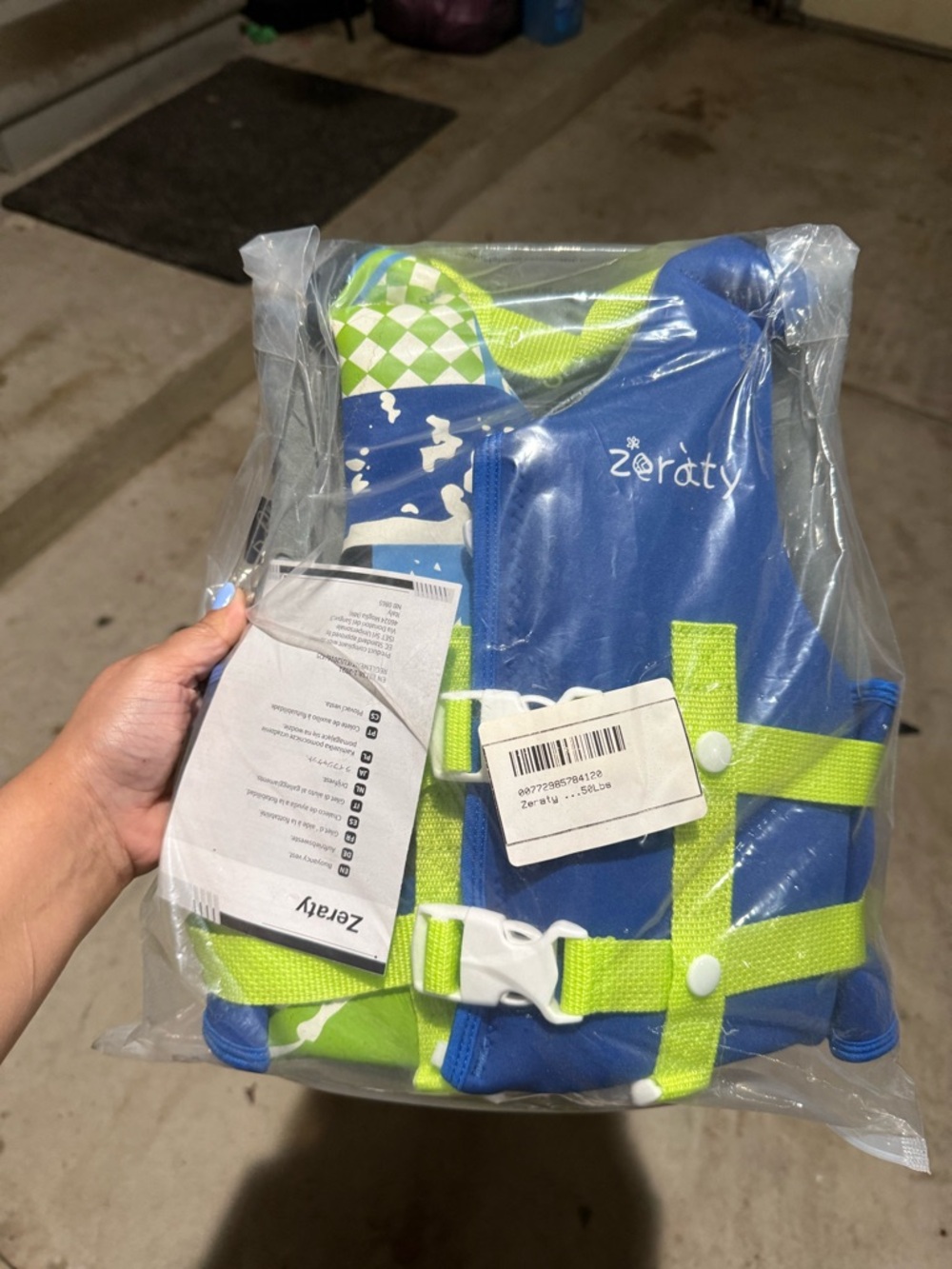 zeraty Kids Blue and Lime Swim Vest with Safety Buckle